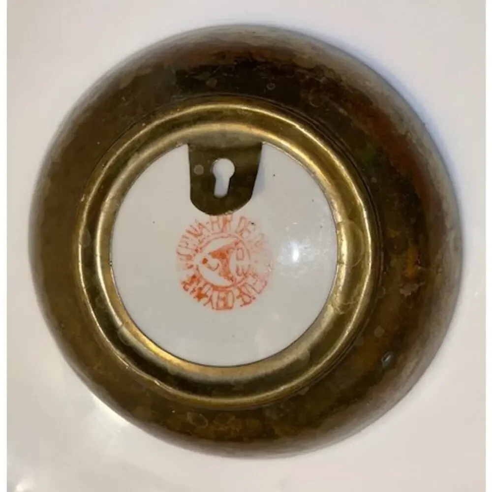 Vintage Mid-Century Chinese Hand-Painted Iris Bowl Wall Decoration with hanger